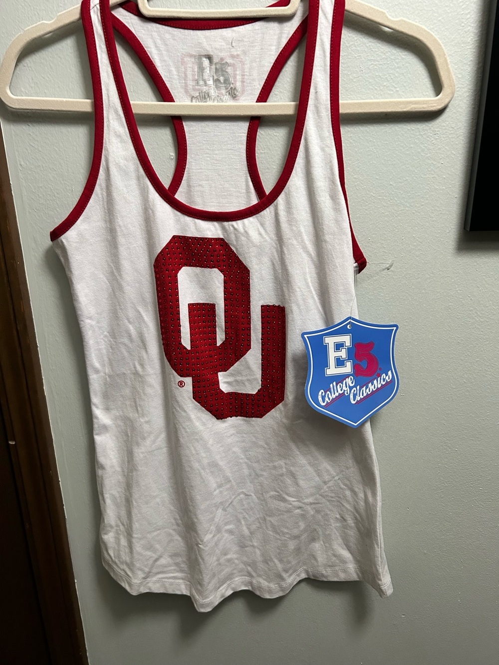 Women's White & Red OU Logo Tank Top size S